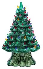 Vintage Ceramic Nativity Base Green Christmas Tree Holiday Decor RARE picture