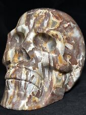 1.92LBS CRAZY LAGUNA LACE AGATE SKULL - Carving Red Orange Crystal Statue picture