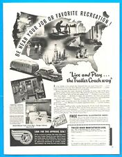 1946 Trailer Coach PRINT AD recreation camping where you work picture