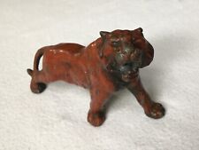 Antique CAST METAL LION Painted Figurine Length 3.75 inches picture