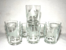 Set (8) Different Etched HORSE BREEDS 12 Oz. DOUBLE OLD FASHIONED GLASSES~France picture