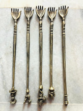 Old 5 Pcs Vintage Brass Handshape Peacock Crafted Fine Quality Back Scratcher picture