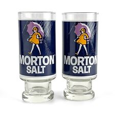 (2) RARE VINTAGE MORTON SALT GLASSES 6 1/2