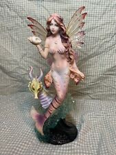 studio collection veronese design mermaid fairy fantasy figurine with seahorse picture