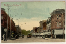 1911 Third Street, Sterling, Illinois IL, Trolley, Antique Cars Vintage Postcard picture