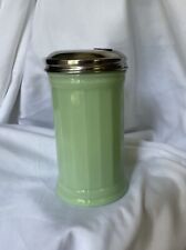 Retro Diner Style Jadeite Jade Green Glass Sugar Shaker Fluted w Flip Top VTG picture