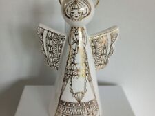 Hallmark Madonna Angel White Ceramic Decor Real Gold Accents 8.5