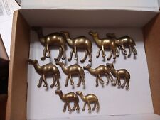 Ten Vintage Miniature Brass Camel Figurines. Mutiple Sizes.  Herd picture