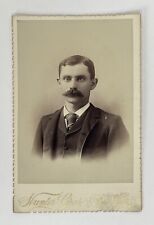 Victorian Cabinet Card Photo Handsome Man Mustache Taunton, Mass Antique picture