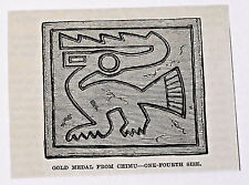 small 1883 magazine engraving ~ GOLD MEDAL FROM CHIMU, Peru picture