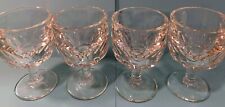 Vintage Thumbprint Clear Glass Goblets set of Four Thick and Heavy 6