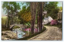1935 South Woodstock Old Stone Bridge Woodstock Vermont VT Hand-Colored Postcard picture