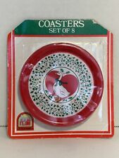 Vintage 1980s Christmas Goose Metal Coasters Set Of 8 picture