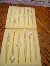 Set of 12 Twilight Glass Icicle Christmas Tree Ornaments picture