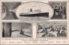 Vintage CLYDE STEAMSHIP COMPANY Postcard Multi-View / Interiors - 1927 Cancel picture