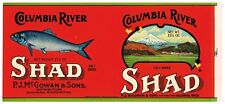 ORIGINAL TIN CAN LABEL VINTAGE FISH COLUMBIA RIVER SHAD McGOWAN WASHINGTON 1920S picture