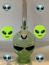 Green UFO Space Alien Head Skull, Glass Water Bong w bowl & stem 4 2 0 Bubbler picture