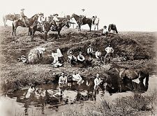 Old West  Cowboys  taking a bath on the Cattle Drive trail. picture