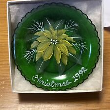 1992 Millville Art Glass Hand Painted Christmas Plate 3.5 Inches  picture