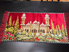 Vintage Taj Mahal? Design Tapestry Rug Red  Fringe Wall Hanging 38”x20” picture