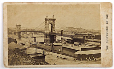 Cincinnati & Covington Roebling Bridge Antique Photograph Kentucky & Ohio CDV picture