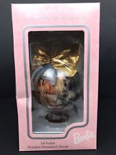 NIB Vintage Mattel 1997 Holiday Barbie 4” Decoupage Ornament With Wooden Stand picture