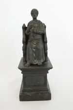 Antique Vtg Bronze 1900s Throne St Saint Peter Grand Tour Seated Statue Figurine picture