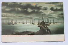 Old UDB postcard R.R. RAILROAD WHARF BY MOONLIGHT, PROVINCETOWN, MA, pre 1907 picture
