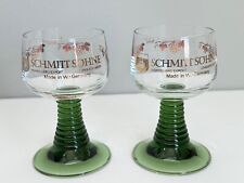 German Schmitt Sohne Glass Set Green Ribbed Stemmed Wine Goblets Cups Chalice picture