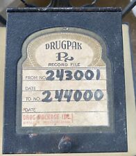 Vintage DRUGPACK RECORD FILE metal apothecary Pharmacy cabinet Drug Package Box picture