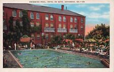 Savannah Georgia Hotel de Soto Swimming Pool 1920s White Border GA Postcard picture