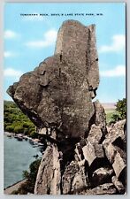 Devils Lake State Park Wisconsin Tomahawk Rock DB Cancel WOB Postcard picture