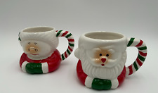 Pair of Holiday Mugs Mr & Mrs Santa Claus Vintage Christmas EUC picture