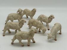 Vintage Fontanini Nativity Italy Sheep (7) 2” X 1” Paper Mache / Chalkware? picture