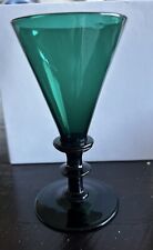 One elegant, antique 18th C. Bristol Wine Glass, blue green / petrol crystal picture