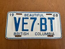 1968 British Columbia Canada License Plate Tag VE7-BT picture
