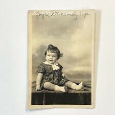 RPPC Postcard Cute Little Girl Flower On Plaid Dress White Shoes & Socks picture