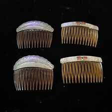 Lot Of 4   925 Sterling Silver - Vintage Red Coral Hair Combs LISTING MORE picture