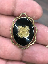 vintage gold filled on sterling silver onyx us coast guard photo locket picture