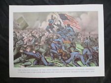 1960 Currier & Ives Civil War Print - 54th Massachusetts Attacks Fort Wagner picture