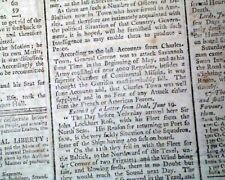 REVOLUTIONARY WAR ERA Original Enemy London w/ Savannah Georgia 1782 Newspaper picture