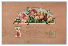 c1910's Joyful Easter Day Flowers Arts Crafts Gibson Unposted Antique Postcard picture