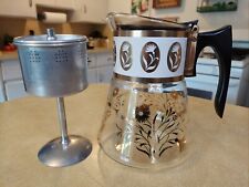 Vintage David Douglas Flameproof Stovetop Glass Coffee Pot Percolator Floral MCM picture