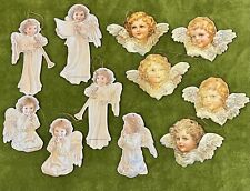 Lot of 11 Vtg Merrimack Angel Cherub Die Cut Xmas Ornaments-Cardboard 1984,1989 picture