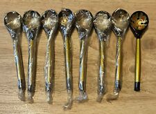 Vintage Russian Khokhloma Wooden Lacquer Spoon Handpainted Soviet USSR Lot Of 8 picture