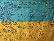 Ukrainian army flag signed Trophies souvenirs War In Ukraine 2022-2024 picture