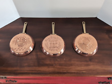 LOT of 3 Vintage Copper Colored Pan Cake Mold w/ Handle picture