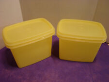 2 Vintage Tupperware 1243-5 Yellow Shelf Saver Storage Containers w/ Lids- EUC  picture