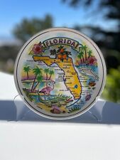 VINTAGE FLORIDA SOUVENIR Map Plate With Gold picture