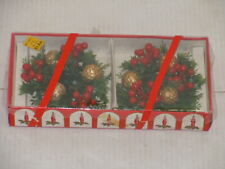 VINTAGE CHRISTMAS HOLLY & BERRIES TABLE CENTERPIECE CANDLE HOLDERS HONG KONG BOX picture